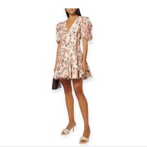 Hemant & Nandita Luana Pink Mini Wrap‎ Dress in Linen Size S